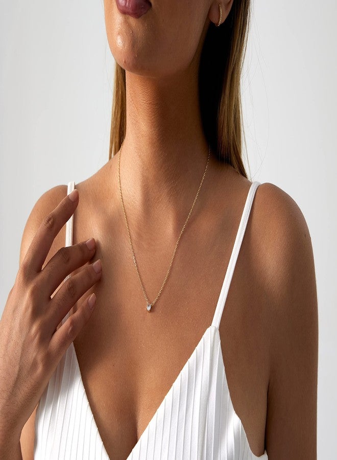 Kyerlyn Diamond Filled CZ Necklace 14K Gold Plated Handmade Cubic Zirconia Adjustable Solitaire Necklace Delicate Simple Jewelry Gift for Women - Image 2